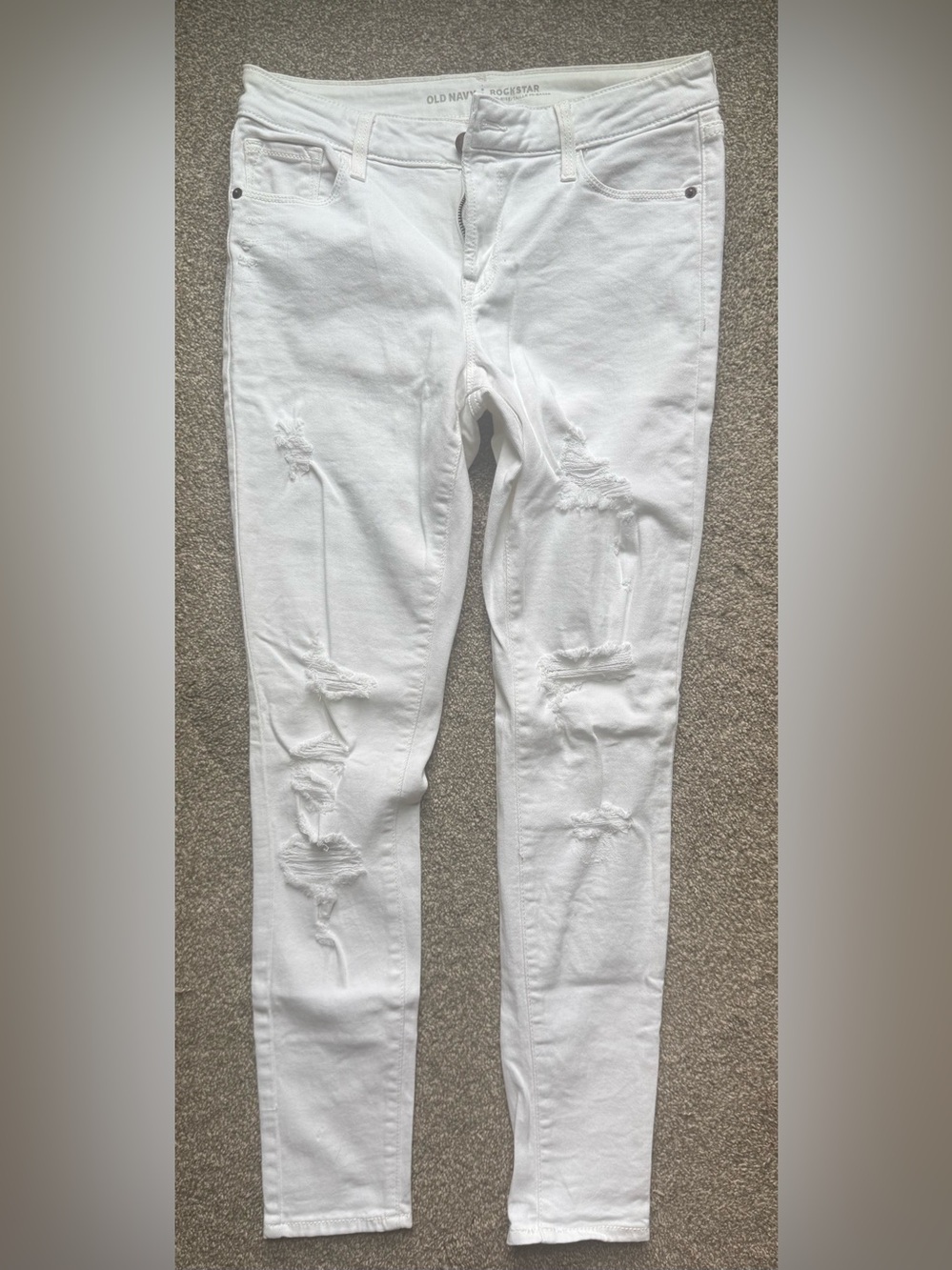 Old Navy White Distressed Skinny Jeans